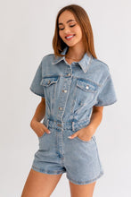 Load image into Gallery viewer, Short Sleeve Denim Romper
