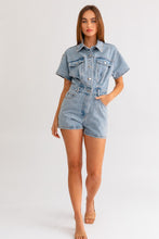 Load image into Gallery viewer, Short Sleeve Denim Romper
