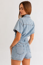 Load image into Gallery viewer, Short Sleeve Denim Romper
