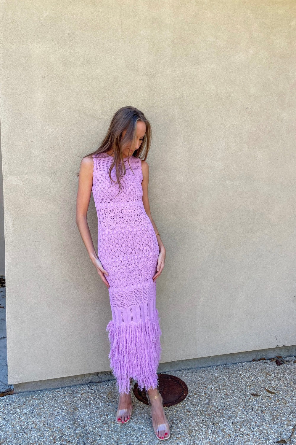 Knit Fringe Trim Midi