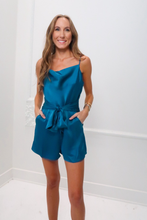 Load image into Gallery viewer, Satin Cowl Neck Romper
