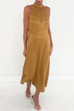 Load image into Gallery viewer, Gold Satin Midi Dress
