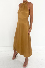 Load image into Gallery viewer, Gold Satin Midi Dress
