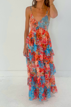 Load image into Gallery viewer, Tiered Ruffle Floral Maxi Dress
