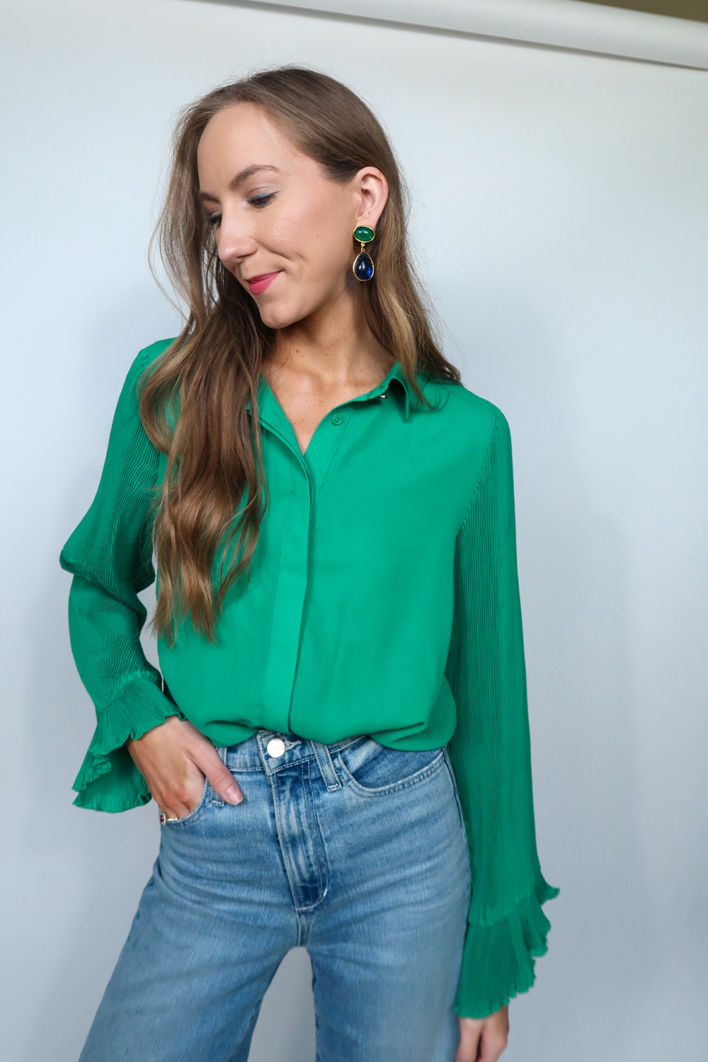 Green Long-Sleeve Blouse