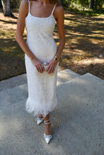 Load image into Gallery viewer, Lace Feather Trim Midi
