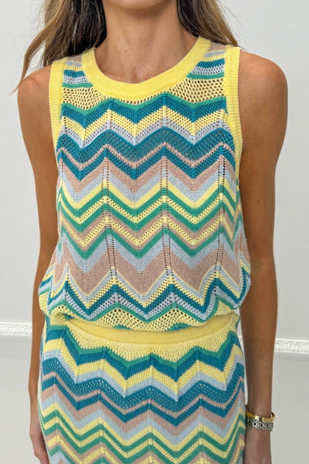 Zig Zag Knit Tank- Yellow