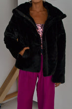 Load image into Gallery viewer, Faux Fur Coat Seven 1 Seven Medium Black 
